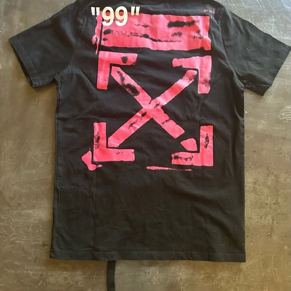 Off-White Shirts Offwhite Black And Pink Impressionism Tee